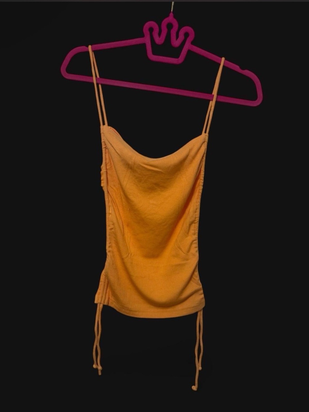 Draped Cowl Neck Spaghetti Strap Camisole in Tangerine